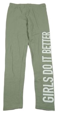 Světlekhaki legíny s nápisem Page One Young 