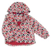 Světlerůžová šusťáková zimní bunda se vzorem a kapucí Lupilu