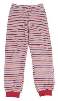 Bílo-růžovo-fialové pruhované plyšové pyžamové kalhoty Kids 