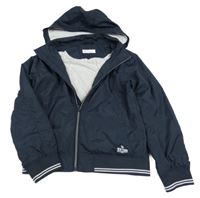 Tmavomodrá šusťáková jarní bunda s odepínací kapucí H&M