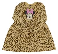 Béžovo-hnedé vzorované bavlnené šaty s Minnie Disney