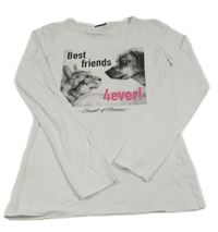 Bílé triko s pejskem a kočkou Page one young vel. 176