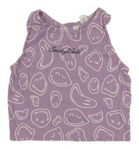 Levandulový rebrovaný crop top so smajlíkmi H&M