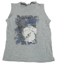 Sivé melírované tielko s potlačou Alive