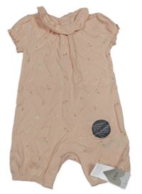 Nové - Broskvový kraťasový overal s kytičkami a límečkem M&S