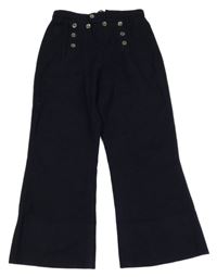 Tmavomdré vlněné culottes kalhoy s gombíky Tibo
