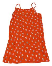 Červené ľahké kvetované šaty Primark