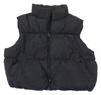 Čierna šušťáková prešívaná zateplená crop vesta New Look