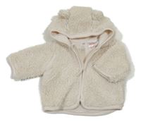 Smetanová huňatá podšitá propínací mikina s kapucí H&M