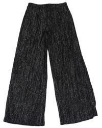 Čierno-strieborné wide leg nohavice F&F