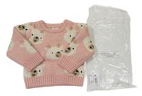Nové - Světlerůžový svetr se soby Matalan
