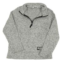 Sivo-biela melírovaná pletená mikina s klokankou H&M