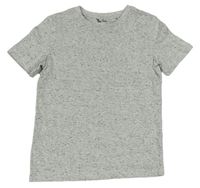Sivé melírované tričko s černými skvrnkami Tu