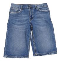 Modré straight fit teplákové rifľové kraťasy ZARA