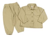 2Set - Béžová manšestrová košilová bunda + cuff kalhoty s kapsou