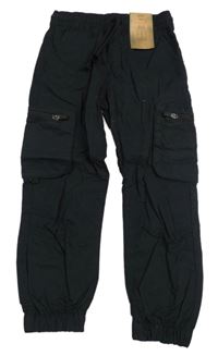 Černé cargo cuff plátěné kalhoty F&F