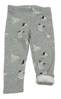 Sivé melírované teplákové zateplené legíny s pejsky Lily & Dan