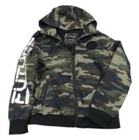 Army-černý šusťákový jarní bomber s nášivkou a kapucňou Chapter young