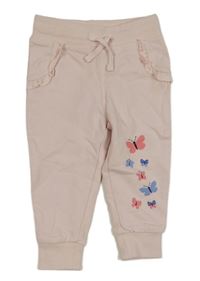 Světlerůžové tepláky s motýlky a volánky Liegelind