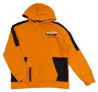 Tmavooranžovo-černá mikina s logem a kapsou a kapucí C&A