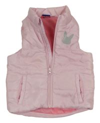 Svetloružová prešívaná šušťáková zateplená vesta so zajačikom lupilu