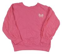 Ružová mikina s mašlou a kvetmi little kids