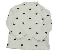 Bílý žebrovaný rolák se srdíčky SHEIN