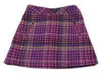 Tmavorůžovo/fialovo-čierno-žltá kockovaná vlnená sukňa St. Bernard