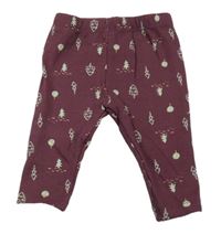 Mahagónovoé teplákové legíny so stromčekmi  HELLO WORLD