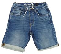 Modré teplákové slim fit riflové kraťasy H&M