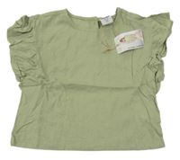Nové - khaki lněná halenka s volánky Lily & Dan