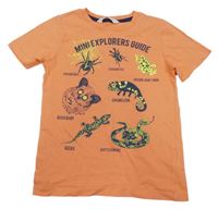 Oranžové tričko se zvířátky H&M