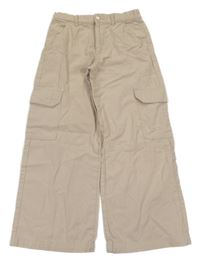 Světlebéžové cargo wide leg plátěné kalhoty H&M