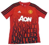 Červený fotbalový dres s pruhy Manchester United Adidas