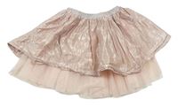 Ružová trblietavá sukňa s tylovým lemem H&M