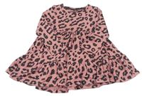 Ružové úpletové šaty s leopardím vzorom F&F
