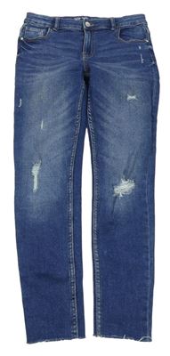 Modré skinny rifle s vyšúchaním Denim Co.