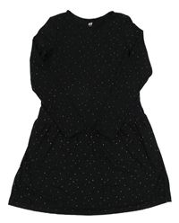 Čierne bodkovaná é bavlnené šaty H&M