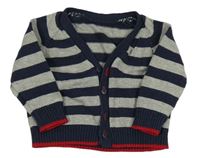 Tmavomodro-sivý pruhovaný prepínaci sveter Mothercare