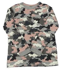 Šedo-černo-růžové army triko M&S