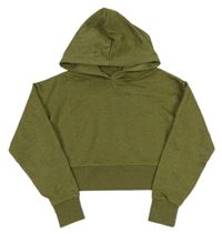 Khaki melírovaná crop mikina s kapucňou Matalan