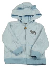 Světlemodro-biela pruhovaná prepínaci mikina s medvěďom a kapucňou zn. Carter's