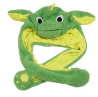 Zelená chlupatá čepice se šálou - drak Dunnes