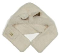 Smetanová kožešinová čepice s oušky a šálou