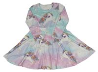 Tyrkysovo-lila-růžové šaty s jednorožci