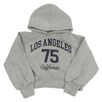 Šedá melírovaná crop mikina s nápisem s číslem a kapucí Zara