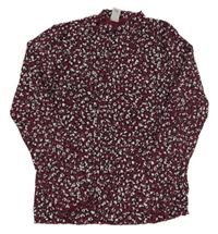 Vínové vzorované žebrované triko Tu