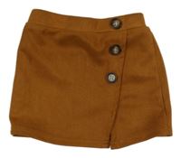 Hnedá semišová sukňa s gombíkmi Shein