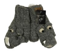 Nové - Šedé palcové rukavice se slonem