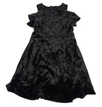 Černé sametové šaty s volánky Dunnes